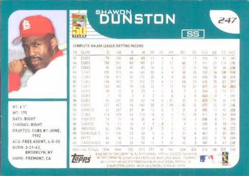 2001 Topps #247 Shawon Dunston Back