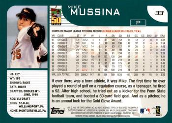 2001 Topps #33 Mike Mussina Back