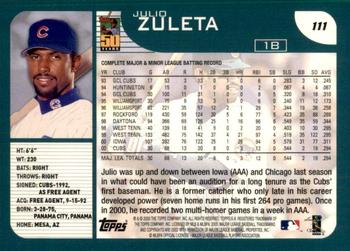 2001 Topps #111 Julio Zuleta Back