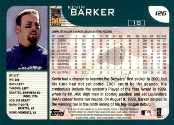 2001 Topps #126 Kevin Barker Back