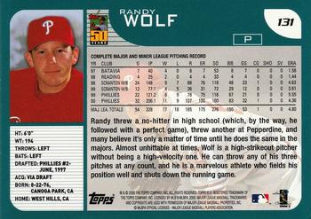 2001 Topps #131 Randy Wolf Back