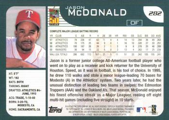 2001 Topps #282 Jason McDonald Back