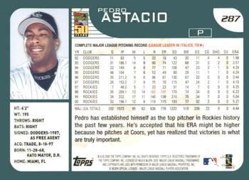 2001 Topps #287 Pedro Astacio Back