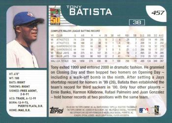 2001 Topps #457 Tony Batista Back