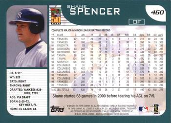 2001 Topps #460 Shane Spencer Back