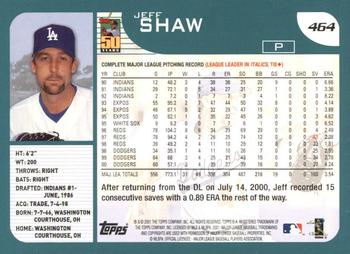 2001 Topps #464 Jeff Shaw Back