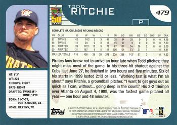 2001 Topps #479 Todd Ritchie Back