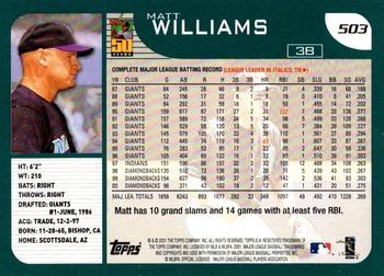 2001 Topps #503 Matt Williams Back