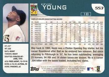 2001 Topps #553 Kevin Young Back