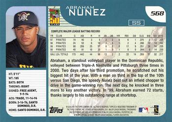 2001 Topps #568 Abraham Nunez Back