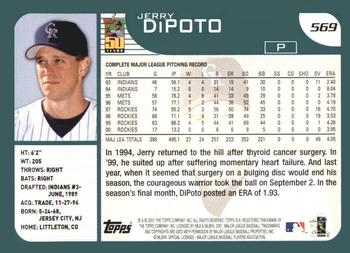 2001 Topps #569 Jerry DiPoto Back