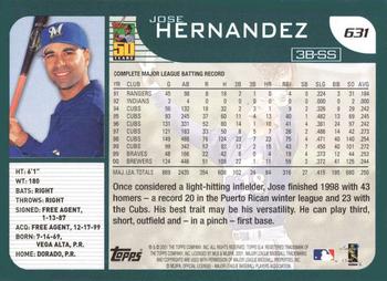 2001 Topps #631 Jose Hernandez Back
