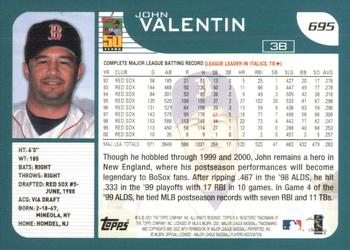 2001 Topps #695 John Valentin Back