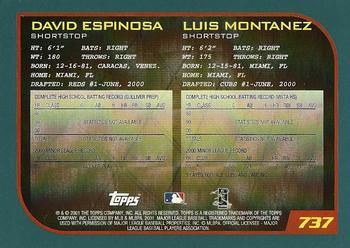 2001 Topps #737 David Espinosa / Lou Montanez Back