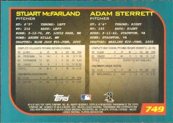 2001 Topps #749 Stuart McFarland / Adam Sterrett Back