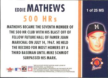 2003 Fleer Tradition - Milestones #1 MS Eddie Mathews Back