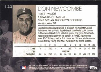 2001 Topps American Pie #104 Don Newcombe Back