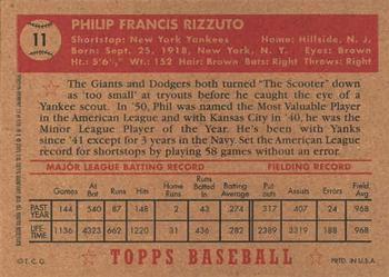 2001 Topps Archives #12 Phil Rizzuto Back