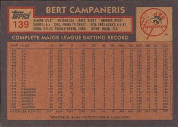 2001 Topps Archives #164 Bert Campaneris Back