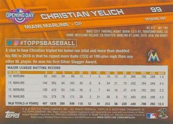 2017 Topps Opening Day - Purple Foil #99 Christian Yelich Back