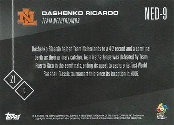 2017 Topps Now World Baseball Classic Team Netherlands #NED-9 Dashenko Ricardo Back