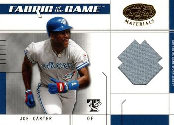 2003 Leaf Certified Materials - Fabric of the Game Base #FG-103 Joe Carter Front