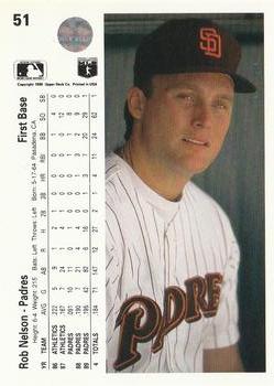 1990 Upper Deck #51 Rob Nelson Back