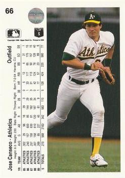 1990 Upper Deck #66 Jose Canseco Back