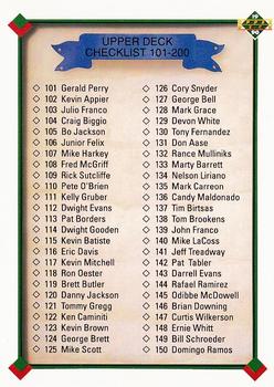 1990 Upper Deck #200 Checklist: 101-200 Front
