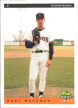 1993 Classic Best Clinton Giants #12 Andy Heckman Front