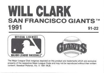 1991 Playball U.S.A. (Unlicensed) #91-22 Will Clark Back