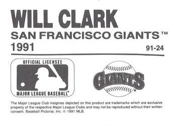 1991 Playball U.S.A. (Unlicensed) #91-24 Will Clark Back