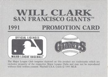 1991 Playball U.S.A. (Unlicensed) - Promos #NNO Will Clark Back