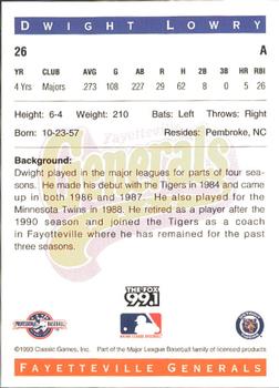 1993 Classic Best Fayetteville Generals #26 Dwight Lowry Back