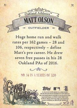 2017 Topps Gypsy Queen - Green #14 Matt Olson Back