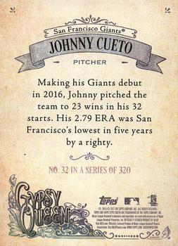 2017 Topps Gypsy Queen - Missing Nameplate #32 Johnny Cueto Back