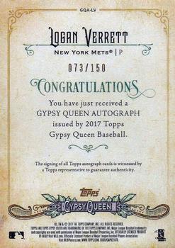 2017 Topps Gypsy Queen - Gypsy Queen Autographs Purple #GQA-LV Logan Verrett Back