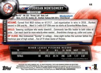 2017 Bowman Chrome #44 Jordan Montgomery Back