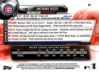 2017 Bowman Chrome #48 Anthony Rizzo Back