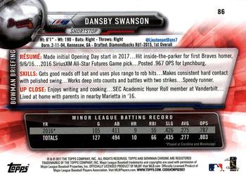 2017 Bowman Chrome #86 Dansby Swanson Back
