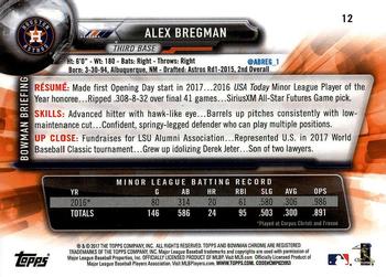 2017 Bowman Chrome #12 Alex Bregman Back