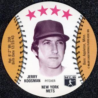 1976 MSA Blank Back Discs #NNO Jerry Koosman Front