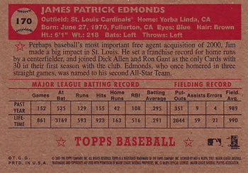 2001 Topps Heritage #170 Jim Edmonds Back