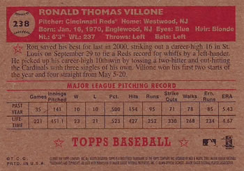 2001 Topps Heritage #238 Ron Villone Back