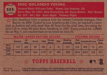 2001 Topps Heritage #253 Eric Young Back