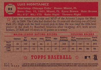 2001 Topps Heritage #95 Lou Montanez Back