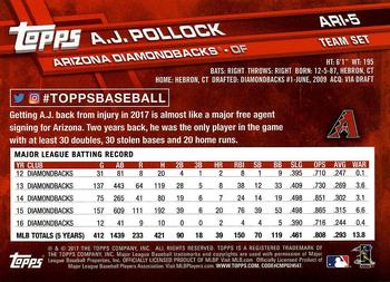 2017 Topps Arizona Diamondbacks #ARI-5 A.J. Pollock Back