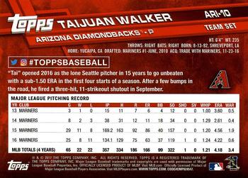 2017 Topps Arizona Diamondbacks #ARI-10 Taijuan Walker Back