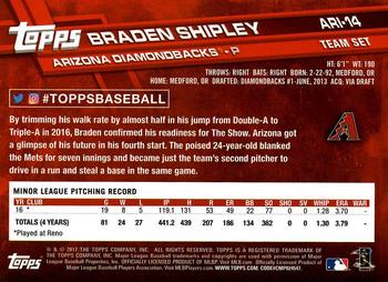 2017 Topps Arizona Diamondbacks #ARI-14 Braden Shipley Back