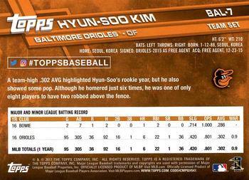 2017 Topps Baltimore Orioles #BAL-7 Hyun-Soo Kim Back